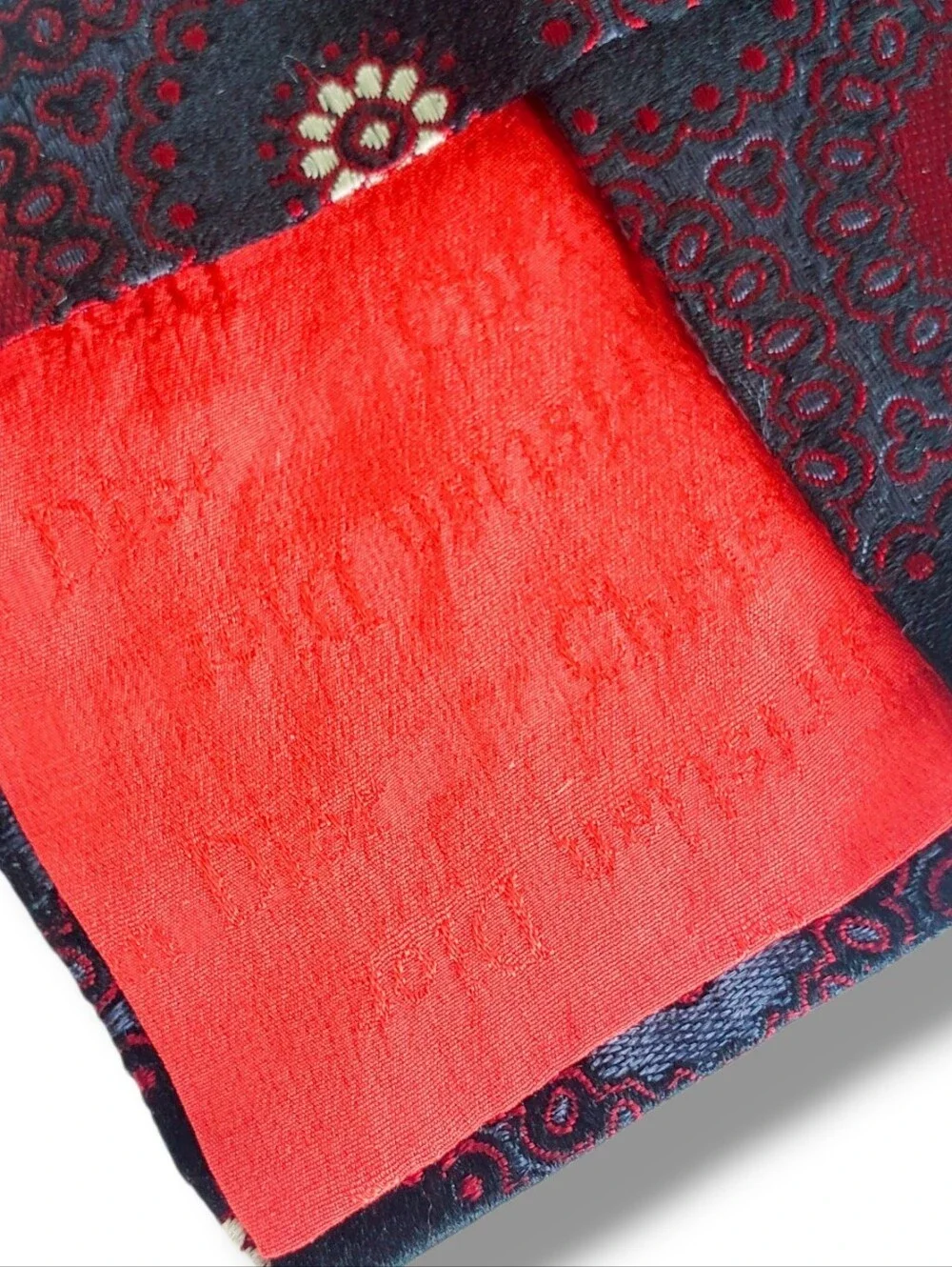 Rare Christian Dior Necktie Frederick & Nelson Seattle Silk Tie Red Blue Medalli